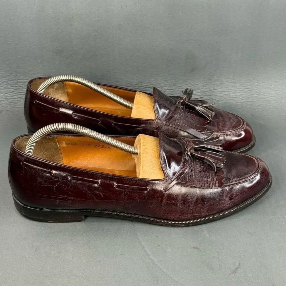 Vintage Salvatore Ferragamo Burgundy Calfskin Tassel Loafers – Men’s 11.5